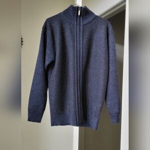 Men's Classic Zip-Up Sweater in Deep Blue